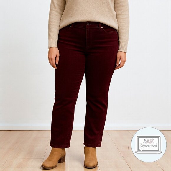 Talbots Womens Stretch Corduroy Pant Straight Leg Rich Burgundy High Rise Size 8 - Picture 1 of 12